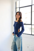 Varsity Side Slit Knit Top