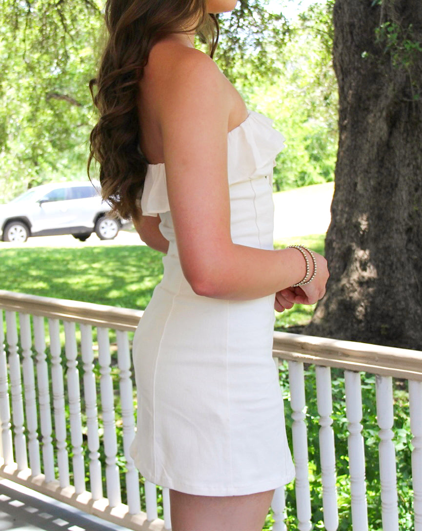 Maddie Cream Denim Dress