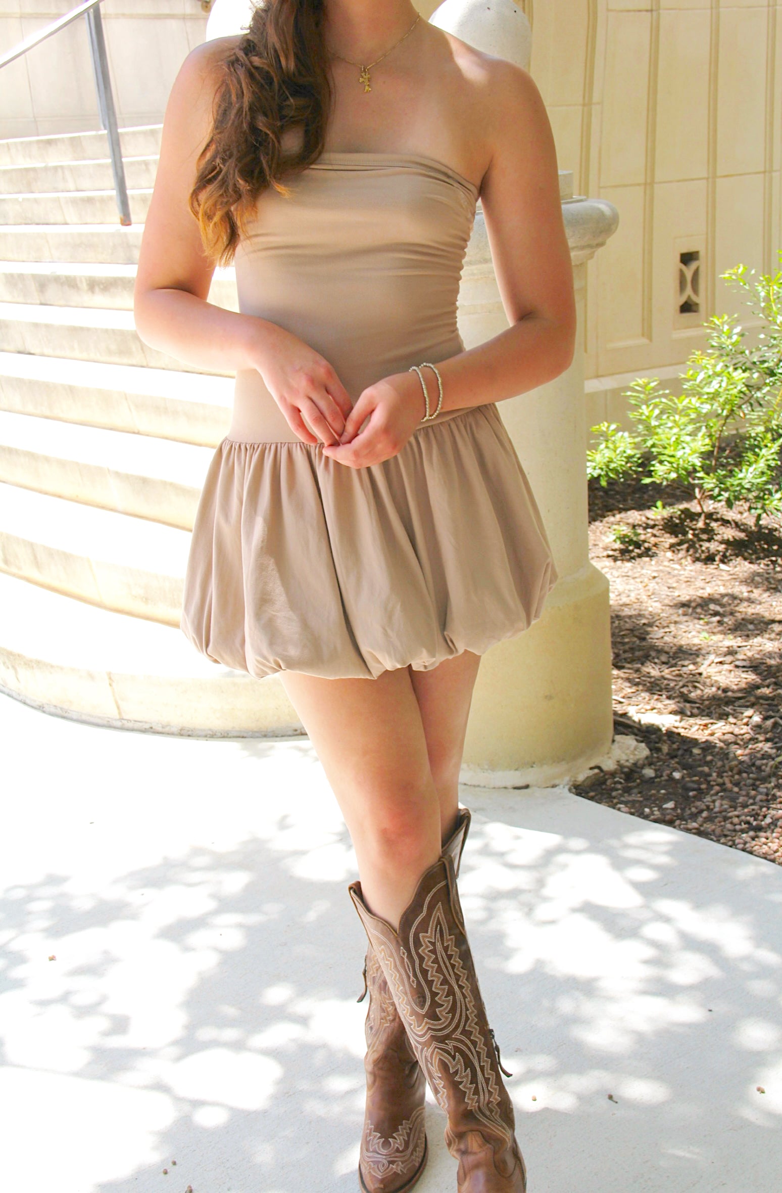 Victoria Taupe Bubble Dress