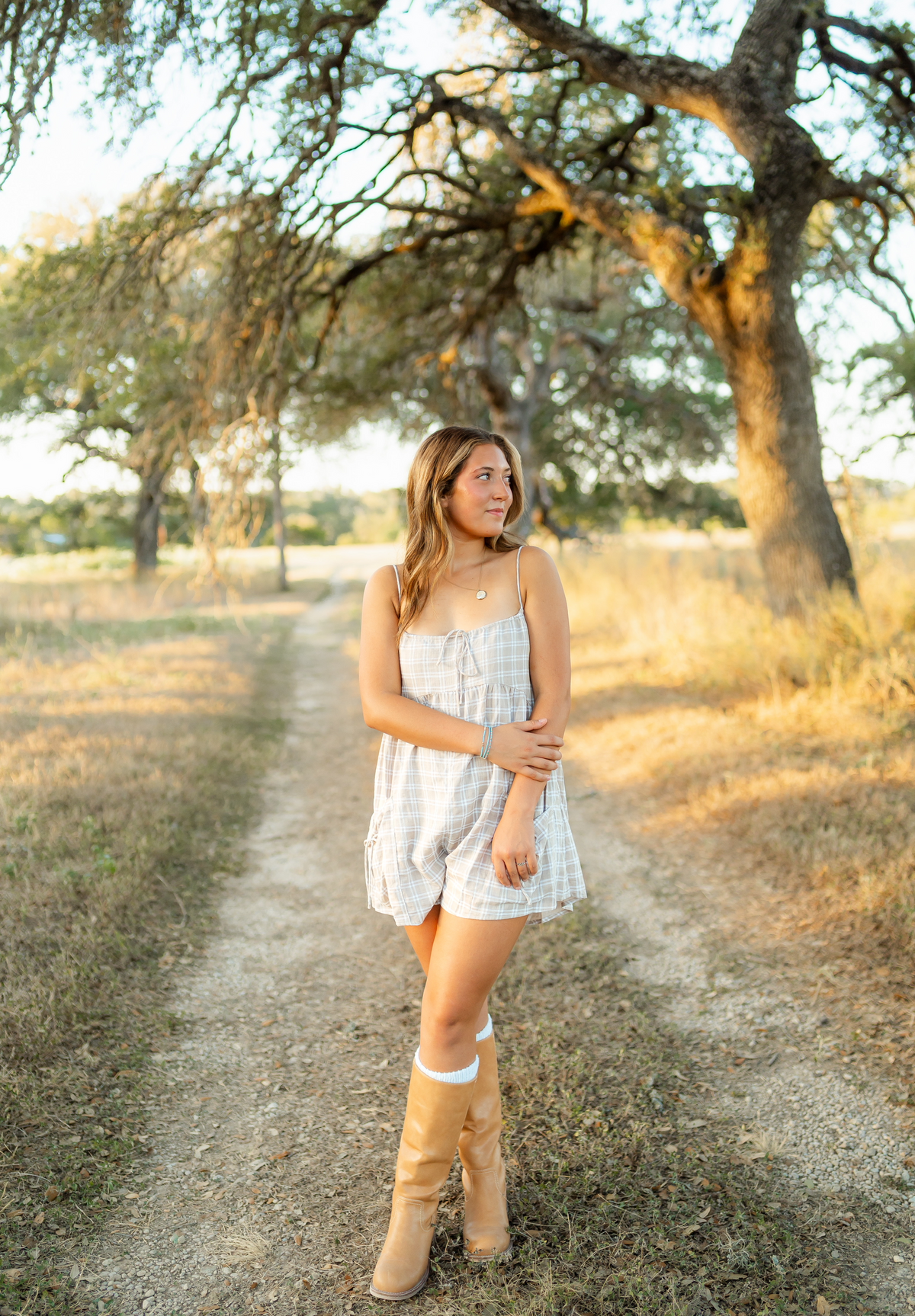 Tia Taupe Checkered Romper