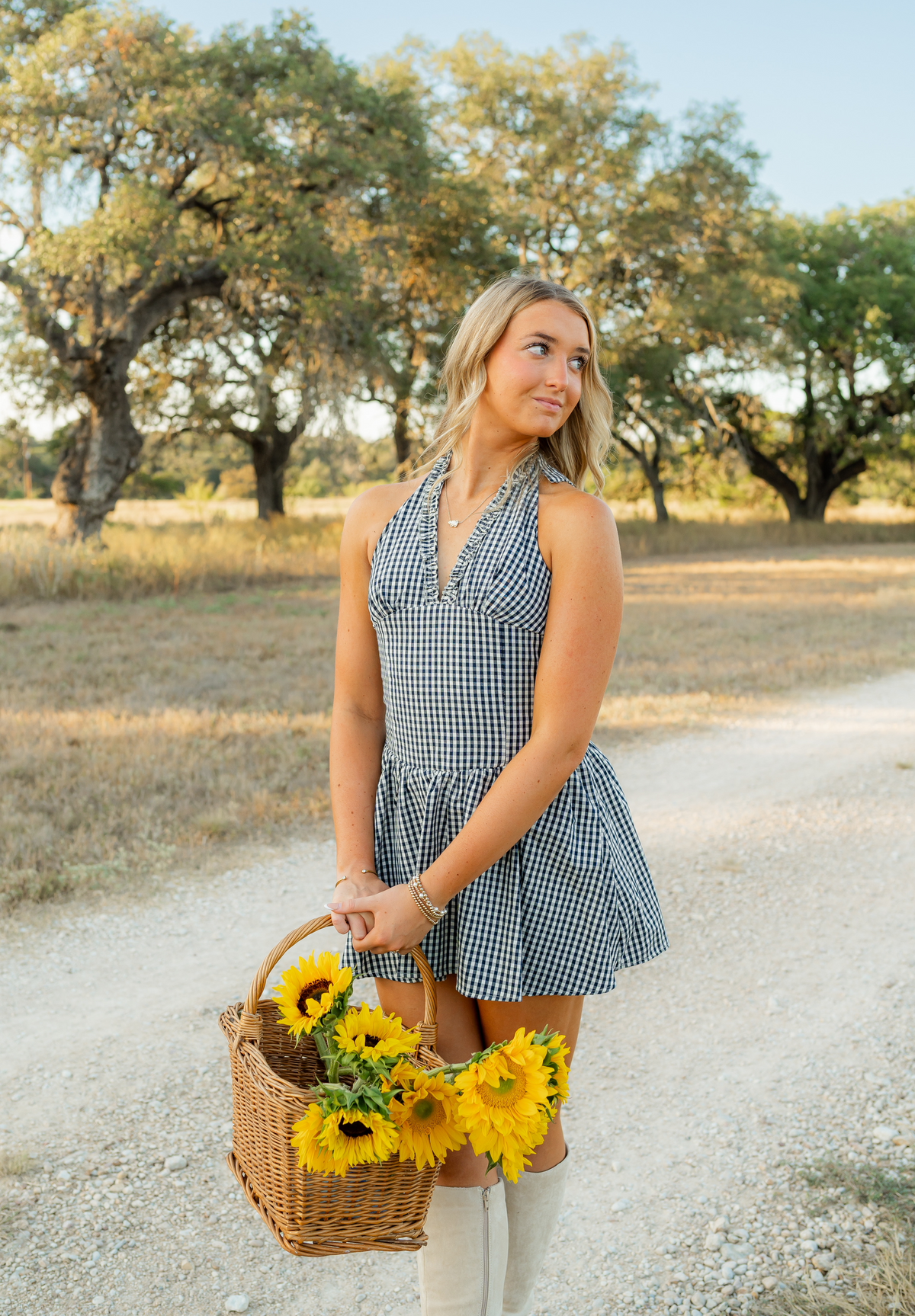 Sally Checkered Navy Dress