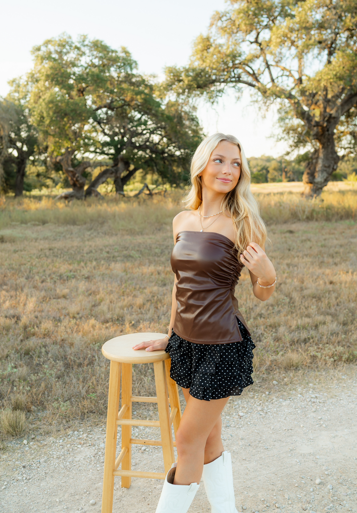 Fran Faux Leather Tube Top