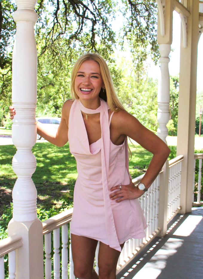 Mariella Blush Scarf Mini Dress