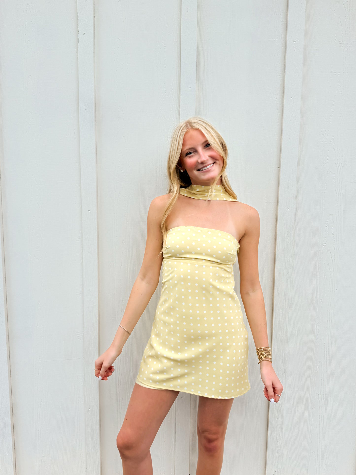 Katy Yellow Polka Dot Dress